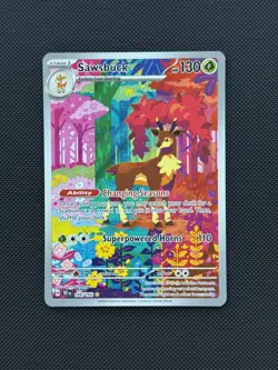 Pokemon TCG Temporal Forces Sawsbuck 166/162 Holo Full Art Illustration Rare NM - Image 1