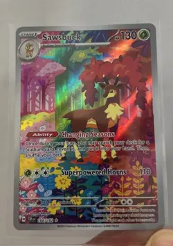 Pokemon TCG Sawsbuck S&V-Temporal Forces Holo Illustration Rare Card 166/162 NM - Image 1