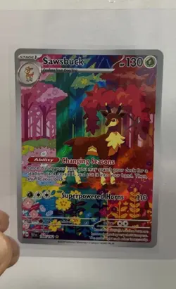 Pokemon TCG Sawsbuck S&V-Temporal Forces Holo Illustration Rare Card 166/162 NM - Image 2