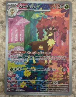 Pokemon TCG Sawsbuck S&V-Temporal Forces Holo Illustration Rare Card 166/162 NM - Image 1