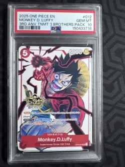 PSA 10 2025 One Piece Monkey D Luffy 3rd Anniversary TNMT 3 Brothers #012 EN - Image 1
