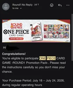 1x One Piece Round 1 Promo Pack Pre Sale OP TCG PREORDER Ships 7/20 ENGLISH Qty1 - Image 1