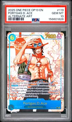 2025 ONE PIECE OP13 CARRYING ON HIS WILL EN SEC ALT ART PORTGAS D. ACE PSA 10 - Image 1