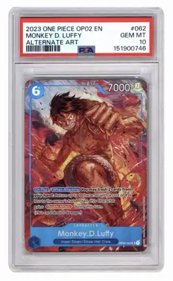 Bandai One Piece Paramount War Monkey D. Luffy OP02-062 Alt Art Foil PSA 10 - Image 1