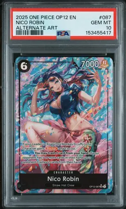 2025 ONE PIECE OP12-LEGACY OF THE MASTER ALTERNATE ART #087 NICO ROBIN PSA 10 - Image 1