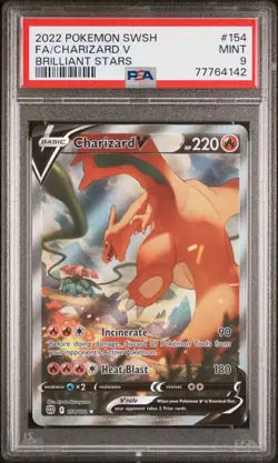 PSA 9 Charizard V 154/172 2022 Alt Art Brilliant Stars Pokemon TCG - Image 1