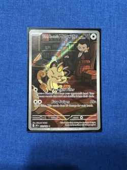 Pokemon TCG Destined Rivals Team Rockets Meowth Illustration Rare Card 203 - Image 1