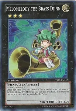 YUGIOH MELOMELODY THE BRASS DJINN SUPER RARE 1ST EDITION YS12-EN042 - Image 1