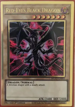 YuGiOh Red-Eyes Black Dragon Gold Rare 1st Edition MGED-EN003 - Image 1