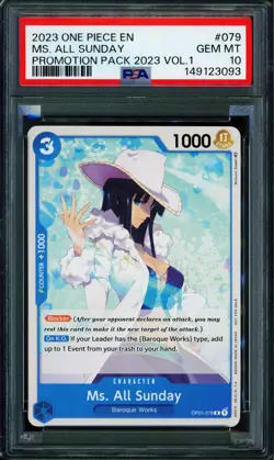 Ms. All Sunday - OP01-079 - PSA 10 - Promotion Pack 2023 - English - One Piece - - Image 1