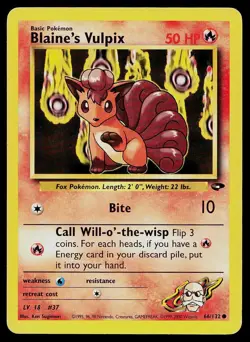 Pokemon Card Gym Challenge Blaine's Vulpix 66/132 Common - Image 1
