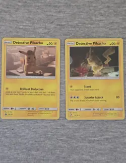 Pokemon TCG 2 Card Holo Lot Detective Pikachu SM194 + 10/18 - Image 1