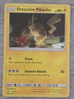 Pokemon TCG 2 Card Holo Lot Detective Pikachu SM194 + 10/18 - Image 3