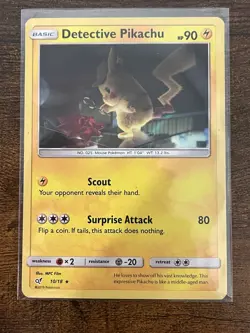Pokemon Detective Pikachu 10/18 Detective Pikachu Promo Holo Rare 90 HP Card - Image 1