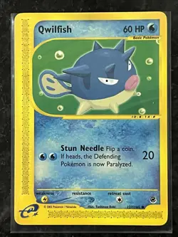 Qwilfish 127/165 NM Non Holo Expedition Pokemon Card 2002 Vintage Rare - Image 1