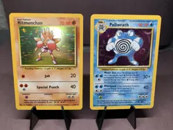 Pokemon TCG Base Set Lot - 2 Card Holo Rare Hitmonchan & Poliwrath 1999 VTG WOTC - Image 1