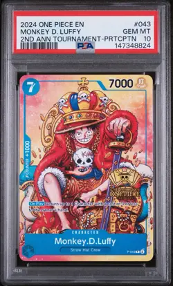 2024 ONE PIECE EN 2ND ANNIVERSARY PARTICIPATION #P-043 MONKEY.D.LUFFY PSA 10 - Image 1