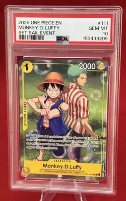 Bandai One Piece CCG Monkey.D.Luffy Set Sail Event Rare #111 PSA 10 - Image 1