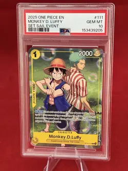 Bandai One Piece CCG Monkey.D.Luffy Set Sail Event Rare #111 PSA 10 - Image 3