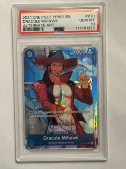 Dracule Mihawk One Piece PRB01 English Alt Art Op01-070 PSA 10 - Image 1