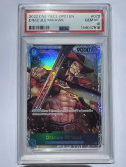 Dracule Mihawk PRE-ERRATA OP01-070 PSA 10 One Piece English - Image 1