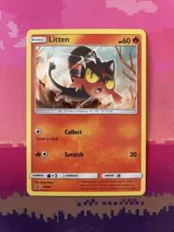 Pokemon Card Litten SM08 Black Star Promo Holo Near Mint - Image 1