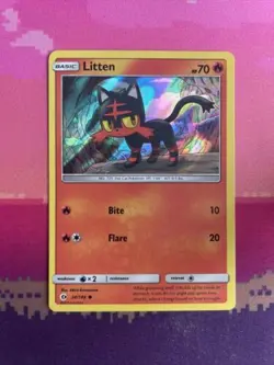 Pokemon Card Litten Sun & Moon Holo 24/149 Near Mint - Image 1