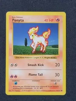 Ponyta 60/102 Base Set (Shadowless) WOTC Pokemon Card TCG 1999 MP - Image 1
