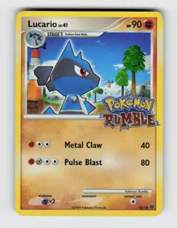 Lucario 12/16 Pokemon Rumble Pokemon 2009 MP Verticle Line Not On Card Just Scan - Image 1