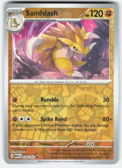 Sandslash 028/165 Uncommon 151 Pokemon Reverse Holo Near Mint - Image 1