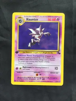 Pokemon Cards: Fossil 1st Edition Rare: Haunter 21/62 - Image 1