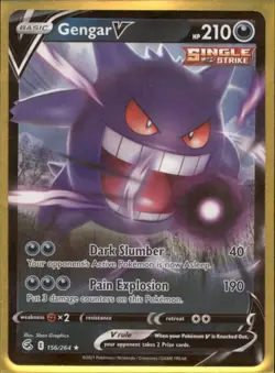 Gengar v 156/264 Swsh08: Fusion Strike Ultra Rare Holo Pokemon Card NM - Image 1