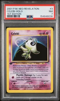 2001 POKEMON NEO REVELATION 1ST EDITION #3 CELEBI-HOLO PSA 7 - Image 1