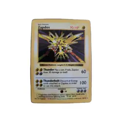 Pokemon TCG Zapdos 90 HP Base Set Shadowless Holo Rare 16/102 EN 1999 - Image 3