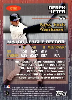2000 Topps #OTG1 Derek Jeter Own the Game - Image 2