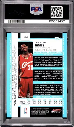 LeBron James Rookie Card 2003-04 Bowman Chrome #123 PSA 9 - Image 2