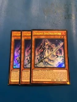 YUGIOH 3x Ultra Rare Shiranui Spectralsword MP16-EN199 1st Edition - Image 1