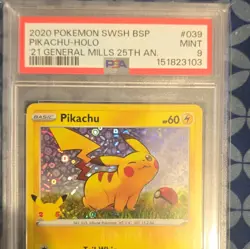 Pokemon Pikachu SWSH039 SWSH Promo Holo English General Mills 2020 PSA 9 - Image 3