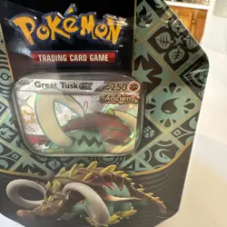 Pokemon TCG: Paldean Fates Shiny Great Tusk EX Tin (New And Sealed) - Image 1