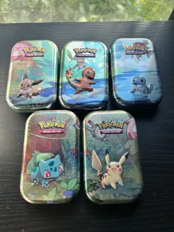 Pokemon Kanto Friends Mini Tin Full Art Set EMPTY – No Packs or Cards - Image 1