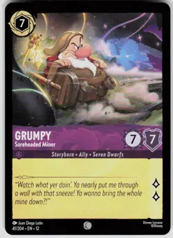 Grumpy Soreheaded Miner Foil 41/204 Wilds Unknown Disney Lorcana - Image 1