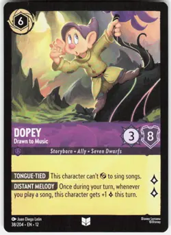 Dopey Drawn to Music 38/204 Wilds Unknown Disney Lorcana - Image 1