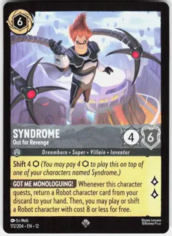 Syndrome Out for Revenge 172/204 Wilds Unknown Disney Lorcana - Image 1