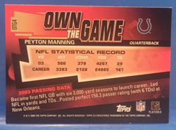 Peyton Manning, QB - Topps - Colts - Own The Game, 2004 - #4 - Image 2