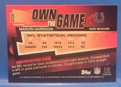 Marvin Harrison, WR - Topps - Colts - Own The Game, 2004 - #26 - Image 2
