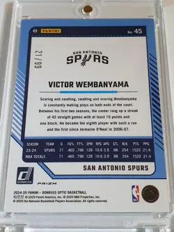 2024 Donruss Optic Victor Wembanyama #45 FAST BREAK PURPLE /99 Holo - Rare - Image 3