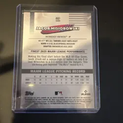 Topps 2026 Finest Jacob Misiorowski #218 pink rare Refractor RC /250 Brewers MLB - Image 2