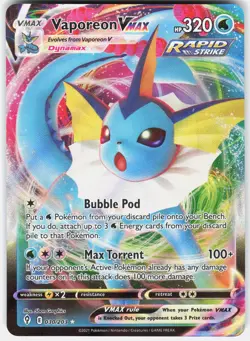 Pokemon Vaporeon VMAX 030/203 Holo VMAX Rare Evolving Skies Pokemon Near Mint - Image 1