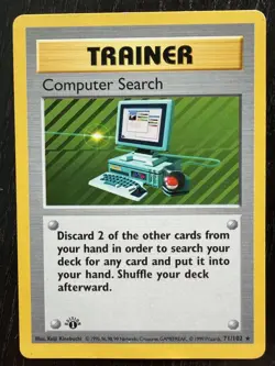 Pokemon TCG | Computer Search 71/102 | Base Set 1st Edition | MP - Image 1