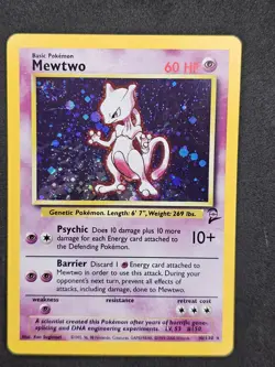 Pokemon TCG Mewtwo Base Set 2 Holo Rare Card 10/130 LP SWIRL - Image 1
